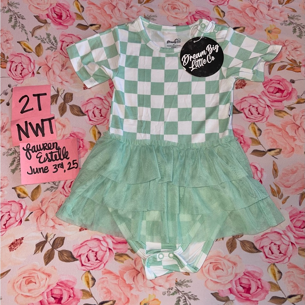 NWT adorable toddler girls 2T Bamboo outfit one piece Tutu Bodysuit onsie